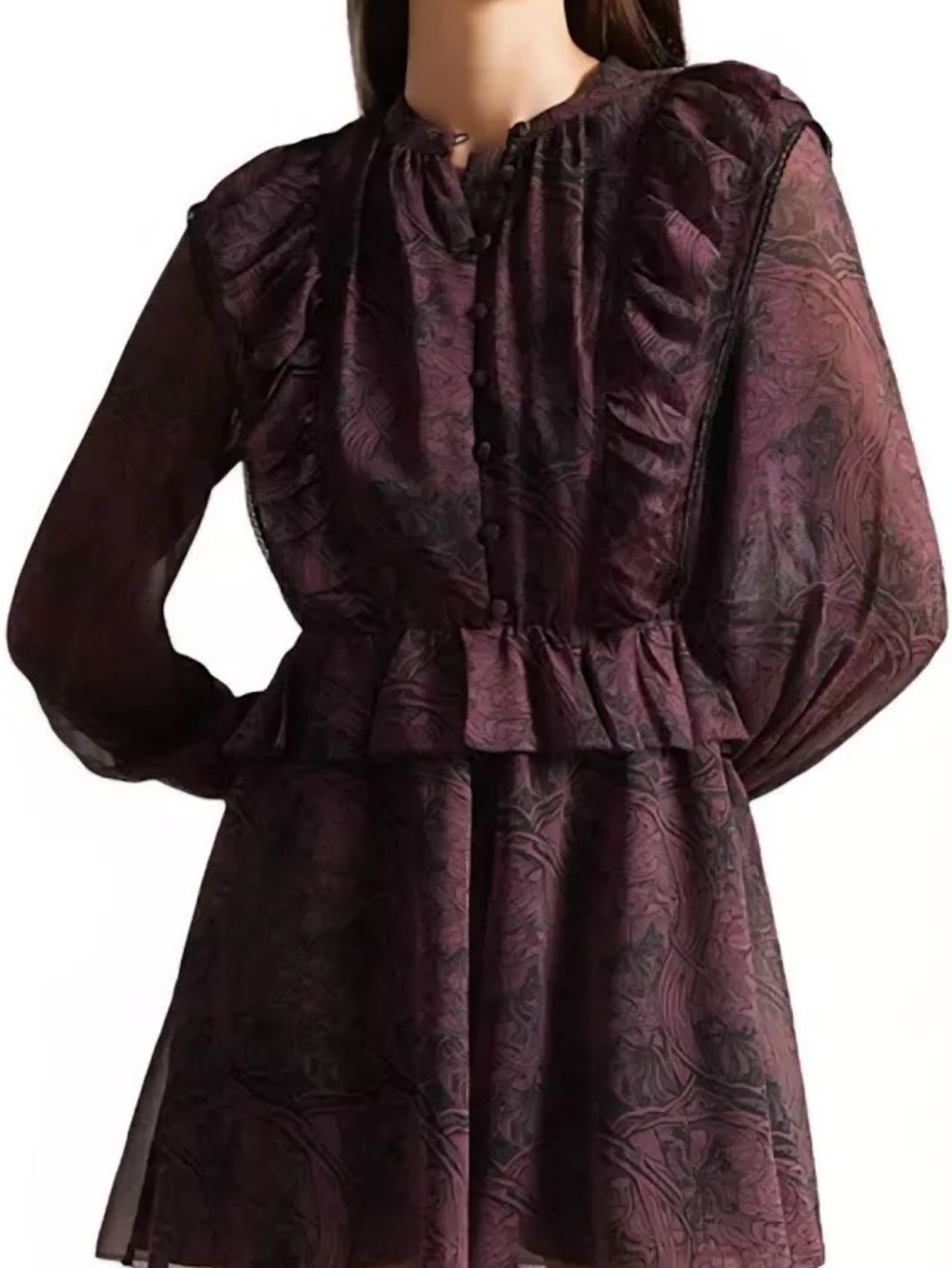 NWT Ted Baker Lelei Ruffled Peplum Long-Sleeve Mini Romper Dress